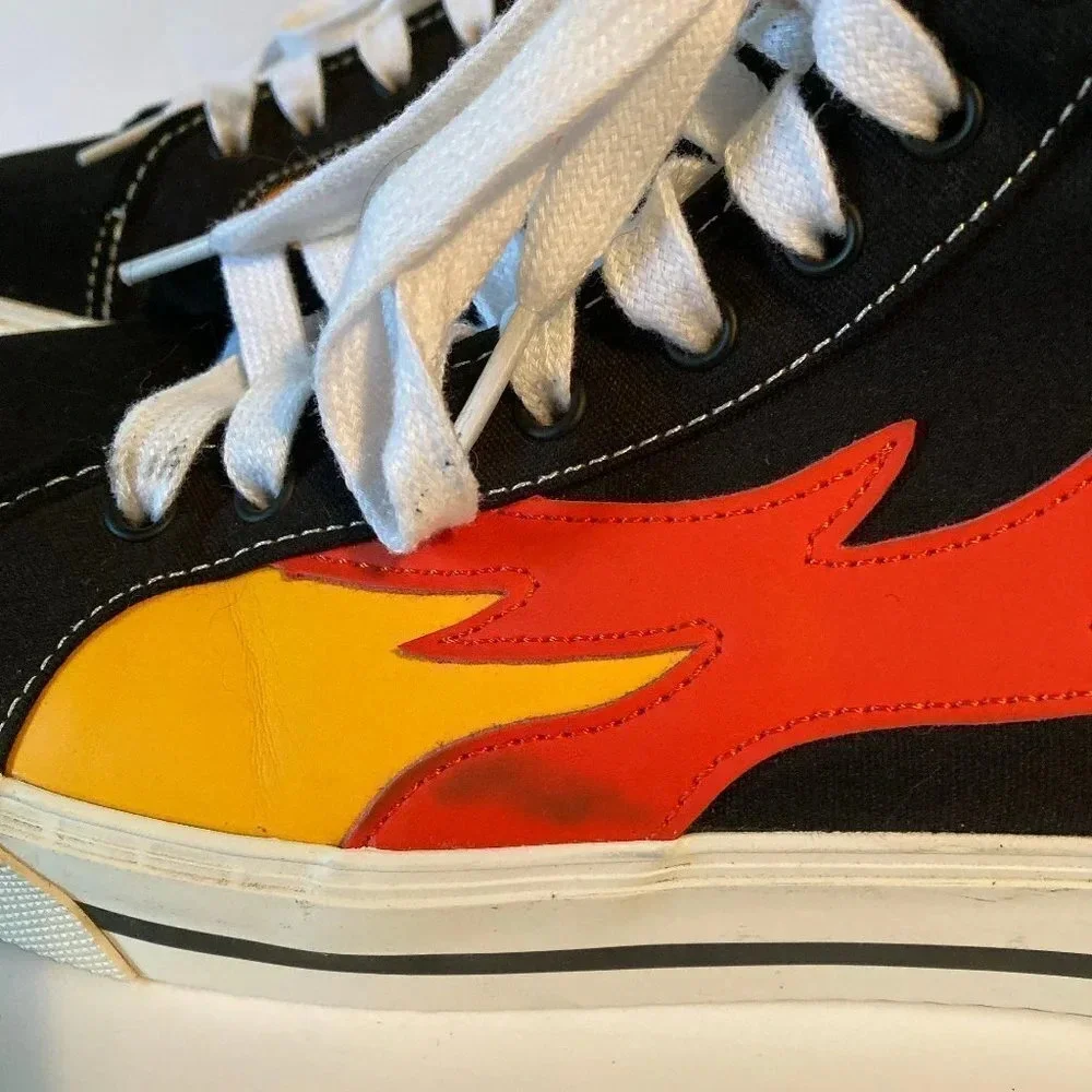 Zara Man High Top Sneakers Black with Orange & Gold Flames,‎ EU Size 42 - Picture 9 of 9